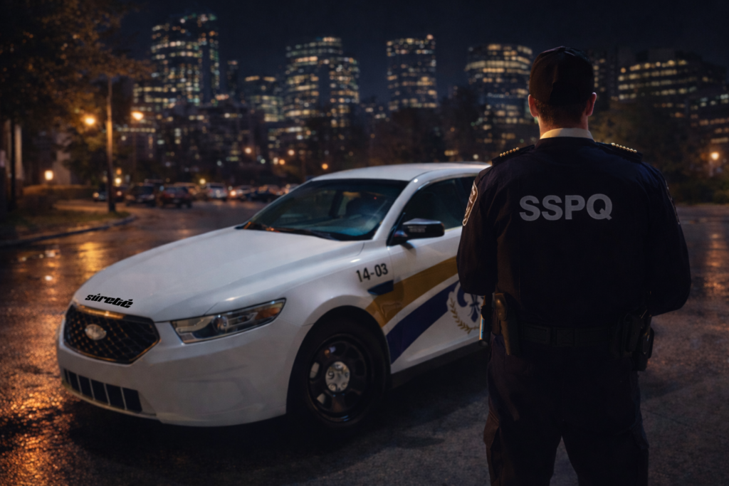 Patrouille préventive à Québec – agent SSPQ en intervention
